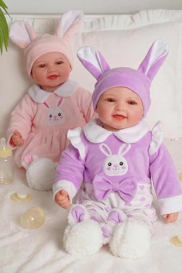 BABESIDE Baby Dolls Twins - 17'' Cute Soft Body Realistic Newborn Twin Dolls Real Life Baby Girl and Boy with Accessories 3+ Year Old Kids Gifts, Pretend Play, Collection