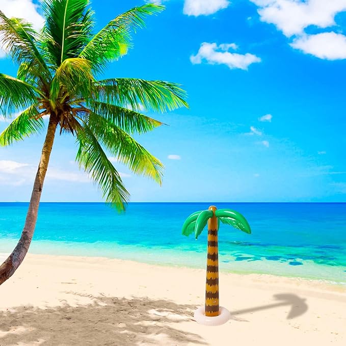 R HORSE Inflatable Palm Tree Flamingo Banana Beach Ball Parrot Beach Pool Toys for Tropical Hawaiian Luau Party Summer Pool Beach Party Decorations