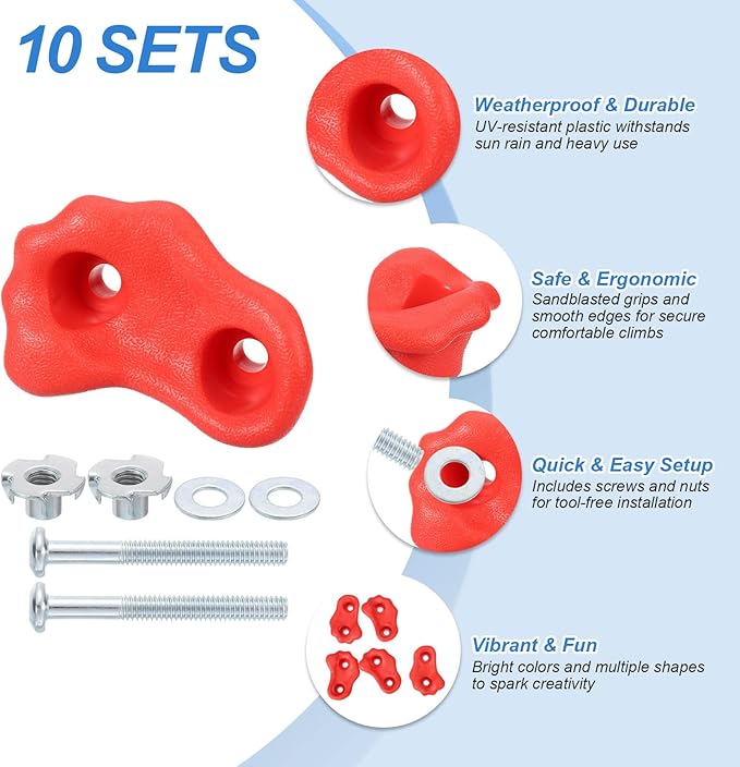 PATIKIL Climbing Rock Wall Grips Play Set Climber Attachments with Double Hole