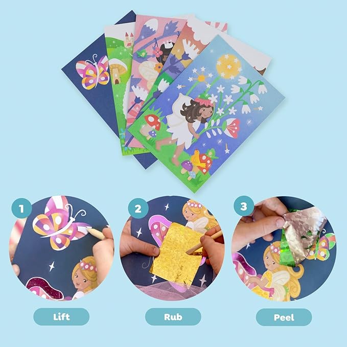 Tiger Tribe Foil Art Fairy Kit - Kids Activity Set with Foil Sheets & Art Cards for Creative Paper Crafts for Ages 5-8