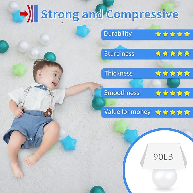 STARBOLO Star Ball Pit Balls for Toddlers -200pcs Plastic Ball Phthalate Free BPA Free Non-Toxic Crush Proof Play Balls Pool Play Tent Playhouse Playpen Party Decoration.