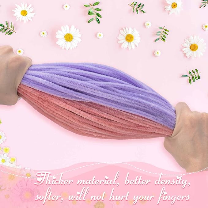 Peryiter 500 Pieces Pipe Cleaners Chenille Stems for Flowers Craft Supplies Bulk Fluffy Fuzzy Sticks for DIY Art Projects Creative Gift Wrapping Party Decorations(Macaron,12 Inch)