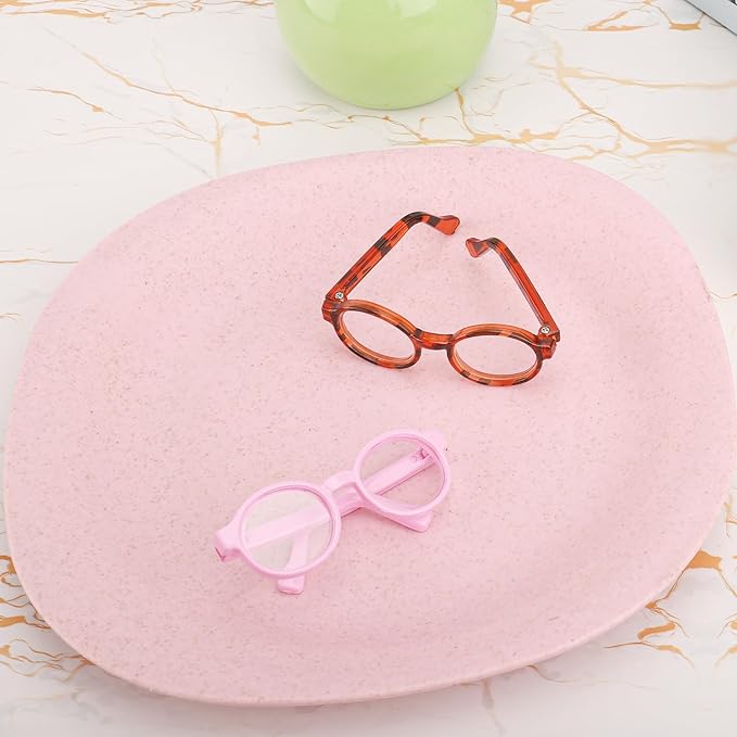 BOXOB 4pcs Doll Glasses, 4 Colors Plastic Doll Dress up Eyeglasses Toy Glasses Costume Accessories Compatible with 5.12 Inch