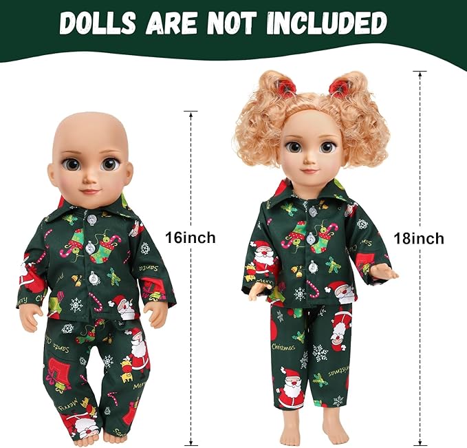 JANYUN 6 Set 18 Inch Doll Clothes and Accessories Christmas Pajamas Set for 18 Inch Doll for Birthday