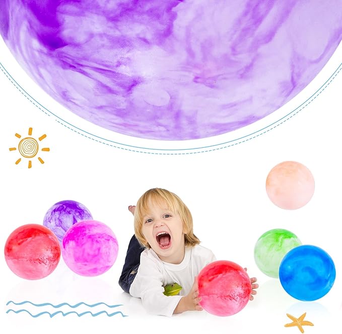 3 otters 6PCS Playground Balls, 8.5 Inche Inflatable Bouncy Balls with Pump, Kickball DodgeBalls, for Kids Indoor Outdoor Plays, Sports