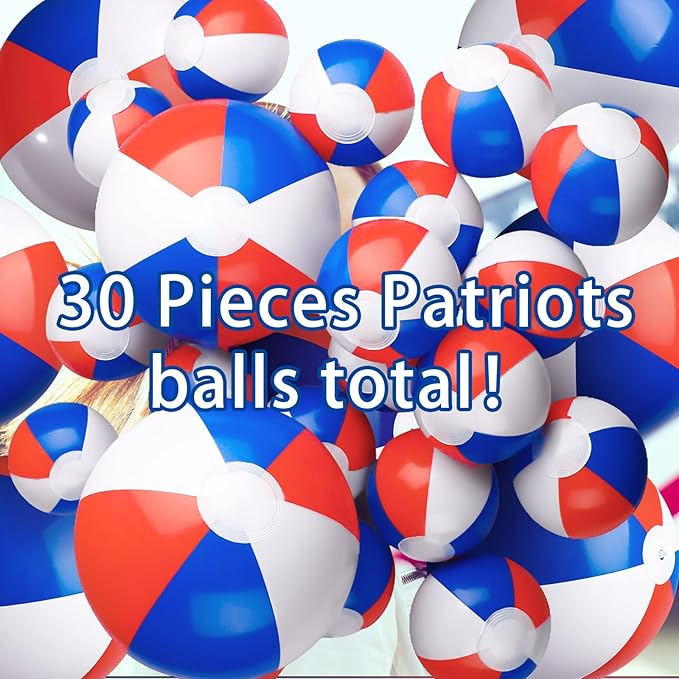 Zhanmai Patriotic Beach Ball Red White and Blue Inflatable Beach Balls 4th of July Party Favors 4-5 Inch 8-12 inch for Independence Day Party Favors for Kids Hawaiian,Summer Pool
