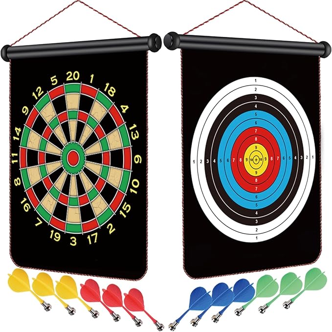 Magnetic Dart Board for Kids, Fun Toys Gifts for Boys 8 9 10 11 12 13 14 Years Old Teen Birthday Easter Valentine Christmas Stocking Stuffers Indoor Room Games, Magnet Dartboard Sets Double Sided
