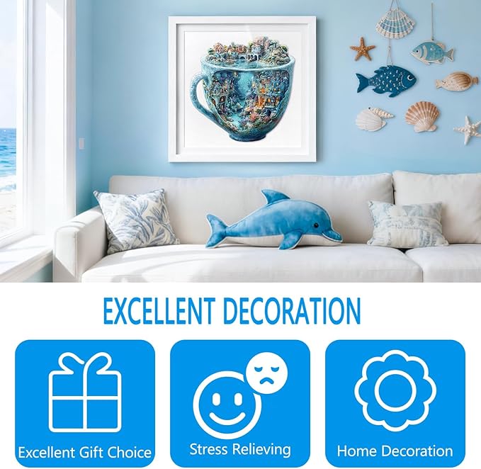 Wooden Puzzles for Adults, Ocean Mug Wooden Jigsaw Puzzle for Adults, Unique Shaped Wood Puzzles Adult, Dreamy City Scenery Puzzle, Fun Gifts & Home Decor (M-11.4 * 11.4in - 190 pcs)