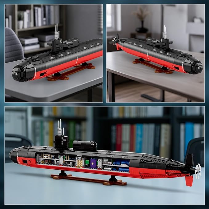 Reobrix Nuclear Submarine Building Sets for Adults, 1:125 Military Los Angeles Class SSN Submarine Model 33049, Striking Display Piece Home Decor, Collectible Submarine Toy Gifts for 14+ (2750 PCS)