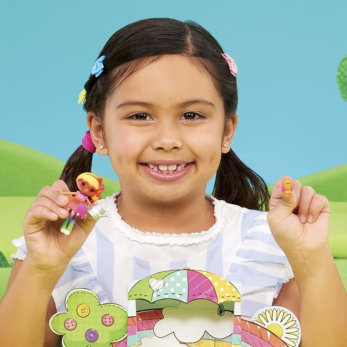 Lalaloopsy Mini Doll - April Sunsplash with Mini Pet Toucan, 3" Colorful Doll with Umbrella, Watering can & More Accessories in Reusable Package playset, for Ages 3-103,Multicolor,579083