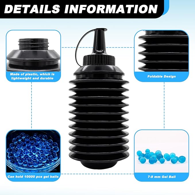 4 Pack Gel Ball Blaster Gun Accessories Bullets Beads Refill Ammo Bottle Plastic Hopper Accessories for Gel Gun Outdoor Party Game