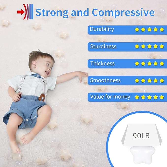 Star Ball Pit Balls for Toddlers -200pcs Crush Proof Phthalate Free BPA Free Non-Toxic Play Balls Play Tent Pool Playhouse Playpen Party Decoration.