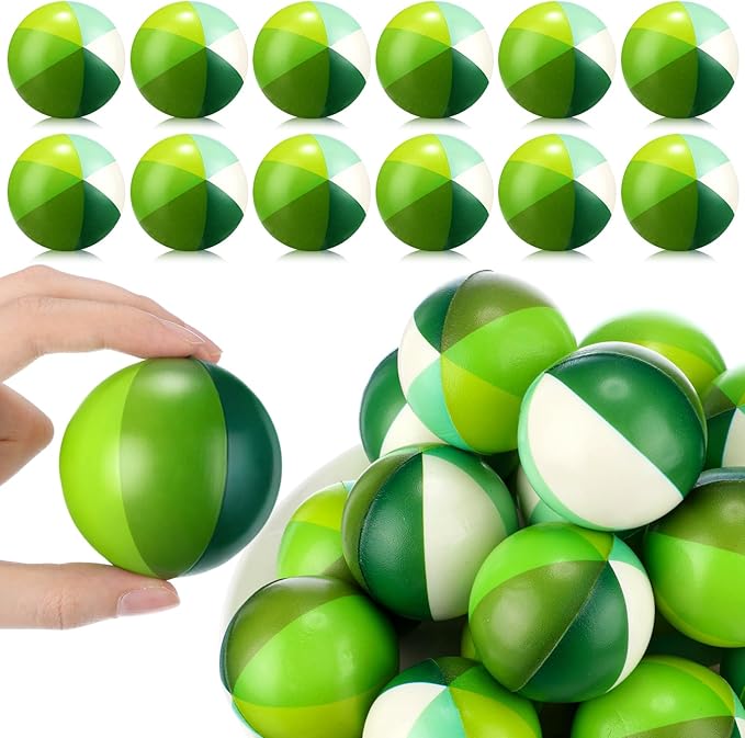 Jerify 24 Pcs Mini Beach Stress Balls 2.5 Inch Foam PU Relief Stress Mini Rainbow Blow up Beach Balls Toys for Girls Boys Birthday Hawaiian Party Favors Summer Pool Games(Gradient Green)