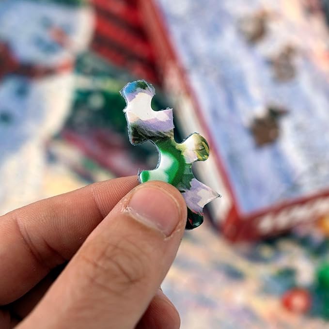 Springbok's Snowy Retreat 1000 Piece Jigsaw Puzzle is a Fun Holiday Image Featuring a Camper Glowing in Holiday Decor
