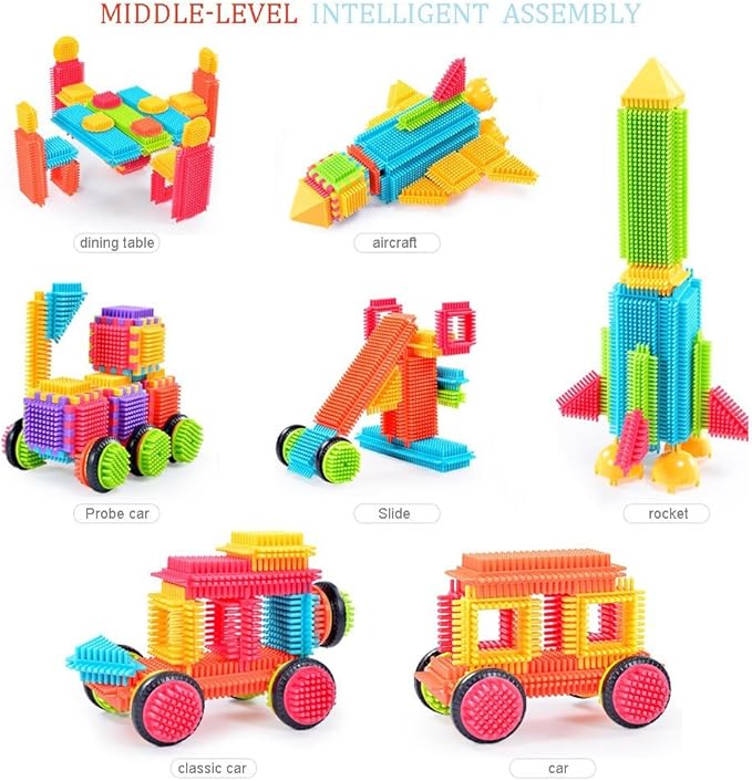Teytoy 100 Pcs Bristle Shape Building Blocks Toy Set for toddlers Kids