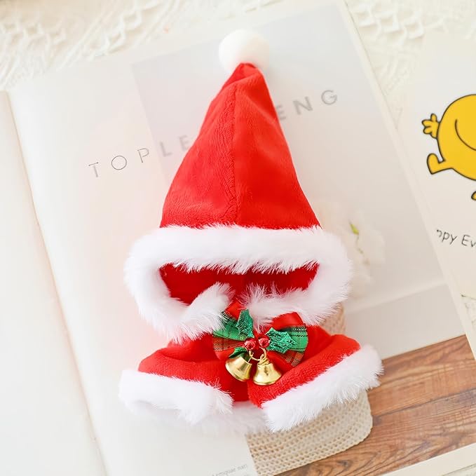 Christmas Clothes for Lu bubu 17cm Dolls(No Doll) Accessories,, Stylish Kawaii Festive Christmas Bell Shawl Outfit Set Suitable for 17cm Doll , Xmas Santa Claus Doll Clothing Set Red
