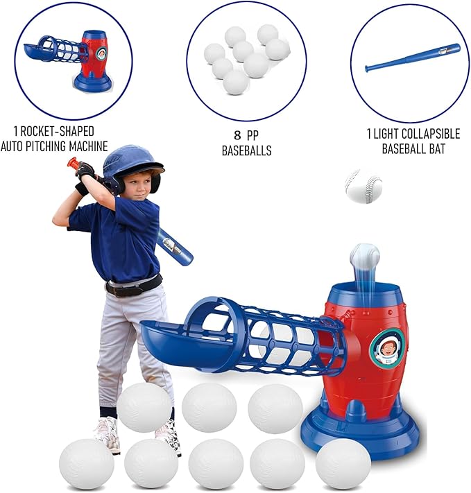 T Ball Set for Kids Toddlers, Electric Automatic Baseball Pitching Machine Pitcher Machines, Tee Ball Set Baseball Tee for Kids Toddlers 3-5 5-8 3-12
