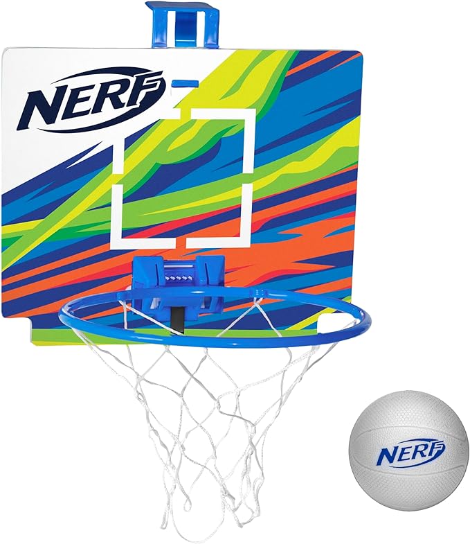 Nerf Nerfoop - The Classic Mini Foam Basketball and Hoop - Hooks On Doors - Indoor and Outdoor Play - A Favorite Since 1972
