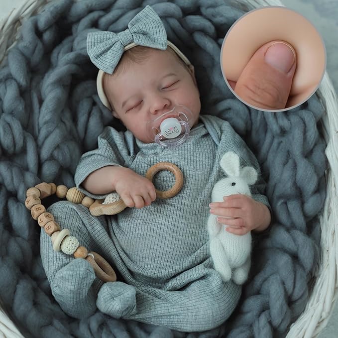 SCOM Realistic Reborn Baby Dolls - 18 Inch Real Life Baby Girl, Lifelike Doll with Weighted Body, Newborn Baby Boy with Full Vinyl for Kids Age 3 4 5 6+ Gift