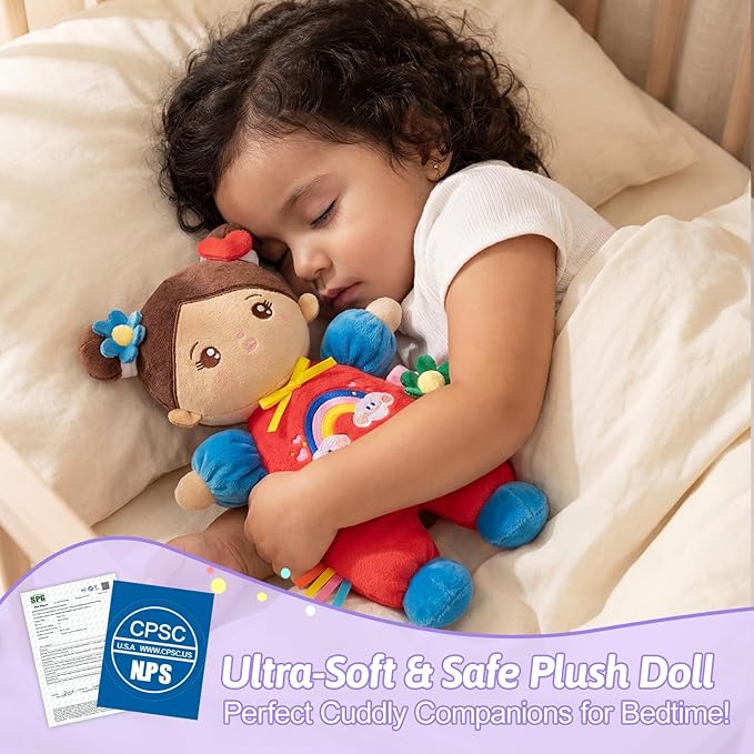 OUOZZZ 10" Soft Baby Doll Set, Hispanic Baby Doll Accessories Pretend Playset Doll for 2 Year Olds Girls Social Emotional Learning Birthday Gift for 2 Year Olds Girls