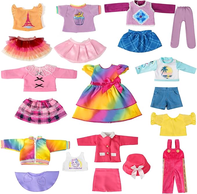 WONDOLL 9 Sets American 18 Inch Doll Clothes and Accessories - Outfits Sets - Princess Fashion Bundle for Girl(No Doll)