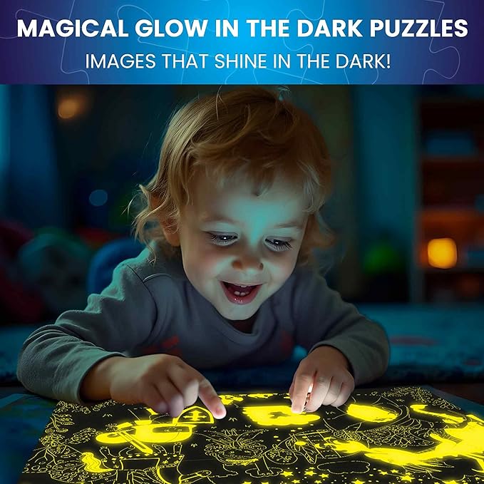 QUOKKA 4x60 Piece Puzzles for Kids Ages 4-6 – Glow-in-The-Dark Puzzles for Kids 4-8 I Farm Bugs Tropical & Ocean Animals I Fun Educational Toddler Puzzle for Boys & Girls – Educational Game Toys Gift