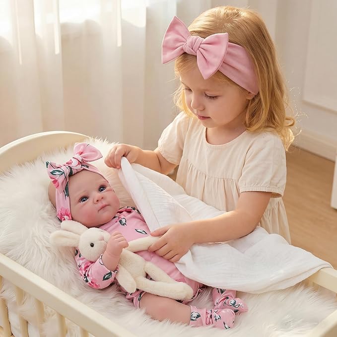 FOCKOF Realistic Reborn Baby Dolls-18 Inch Real Life Baby Dolls Girl Lifelike Baby Doll with Accessories for 3+ Years Old (Red)