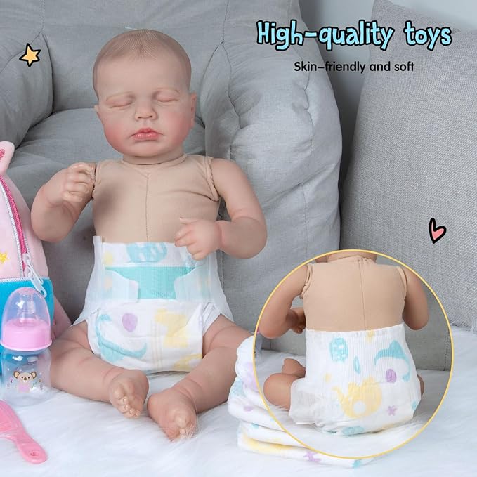 10 Pcs Reborn Baby Doll Diaper Bag Care and Feeding Set for 17-24 inches Reborn Dolls Accessories Newborn Baby Girl with Unicorn Backpack