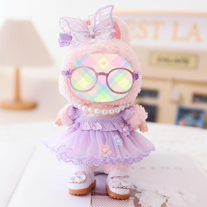 Clothes for Lu bubu Dolls (No Doll) Accessories, Outfit Set 5 Pieces Gauze Dress for 17cm Doll, Romantic Skirt Doll Clothing Set Replacement Purple