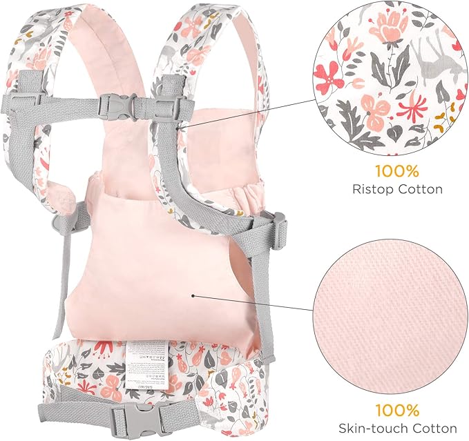 GAGAKU Baby Doll Carrier Front and Back Stuffed Animal Carriers for Little Girls - Pink