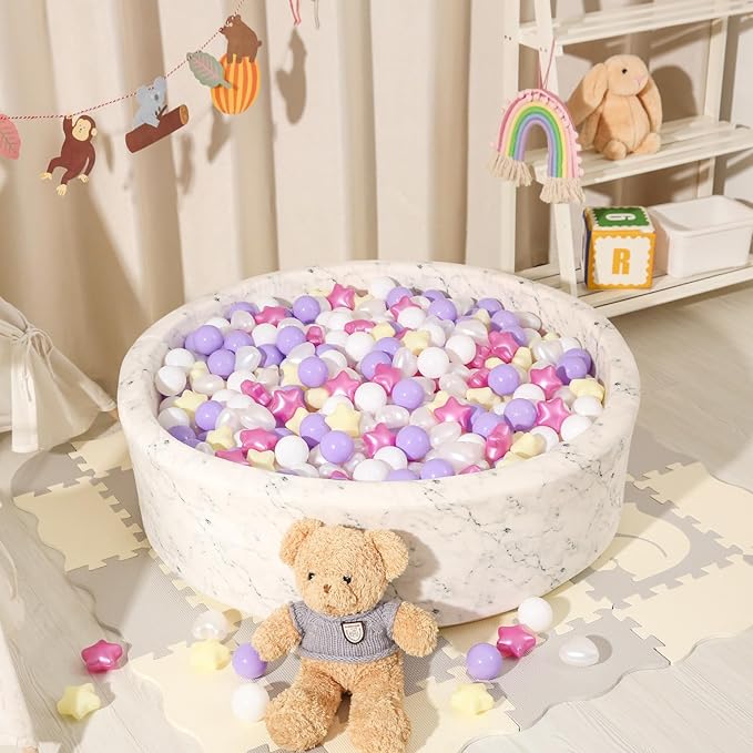 Star Ball Pit Balls for Toddlers -100pcs Phthalate Free BPA Free Crush Proof Play Balls Macaron Children's Ocean Balls Play Tent Pool Playhouse Playpen Party Decoration.