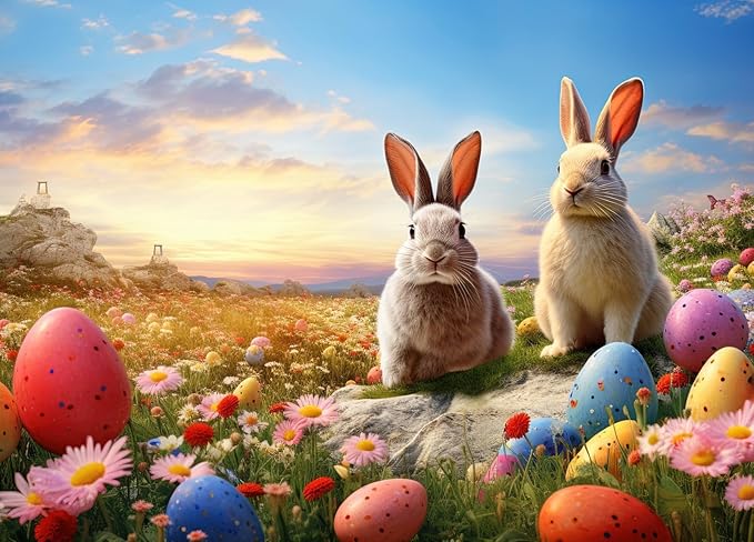 Puzzles for Adults 1000 Pieces, Rabbit Jigsaw with Poster Letter on Back, Unique Pieces Fit Well No Dust (27.5"x19.6")