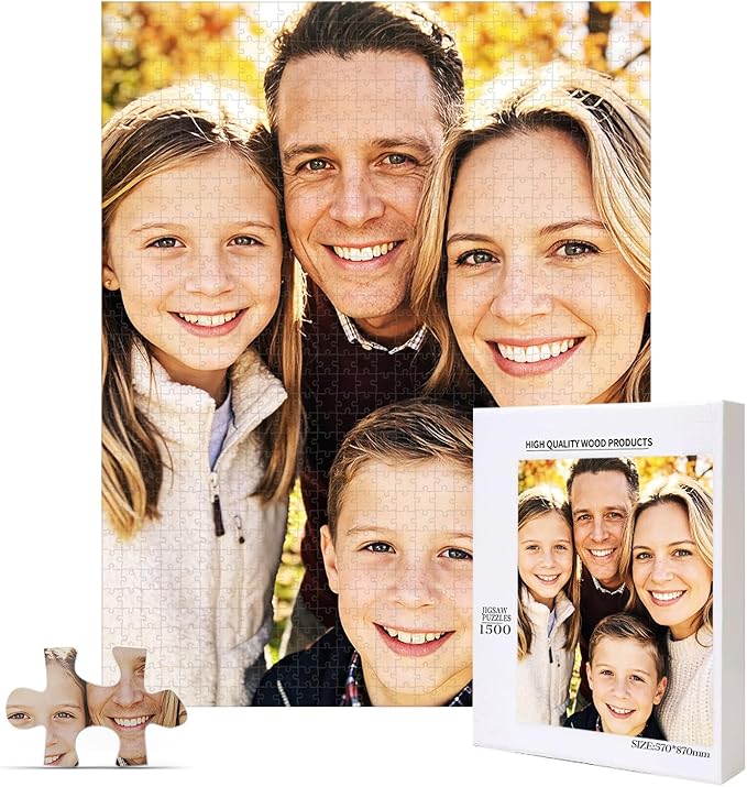 Custom Photo Puzzle 1500 Pieces，Personalized Jigsaw Puzzle Made from Your Own Picture, Ideal Gift for Valentine's Day, Wedding, Pet, Birthday, Familys