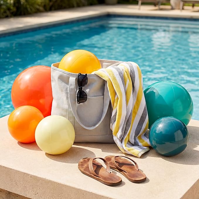 Realspring 24 Pcs Inflatable Beach Balls for Kids Bulk Pastel Solid Color Jumbo Beach Ball Swim Pool Floating Toys Baby Shower Birthday Summer Party Decor(Colorful,12.5 Inch)