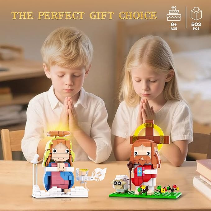 Jesus and Virgin Mary Building Set, Compatible with Lego Jesus Figures, Thanksgiving, Christmas, Easter Gift, Christian Gift for Kids Boys Girls 6+ (503 PCS)