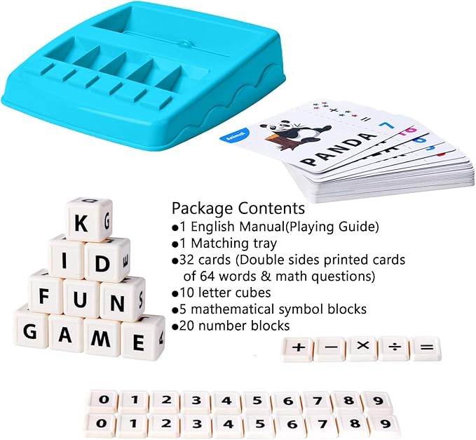 Learning Educational Toys 2 in 1 Matching Letter and Number Games for Boys and Girls Sight Words Recognition Flash Cards Kindergarten Teaching Tools Preschool Learning Materials for Kids Ages 3-7