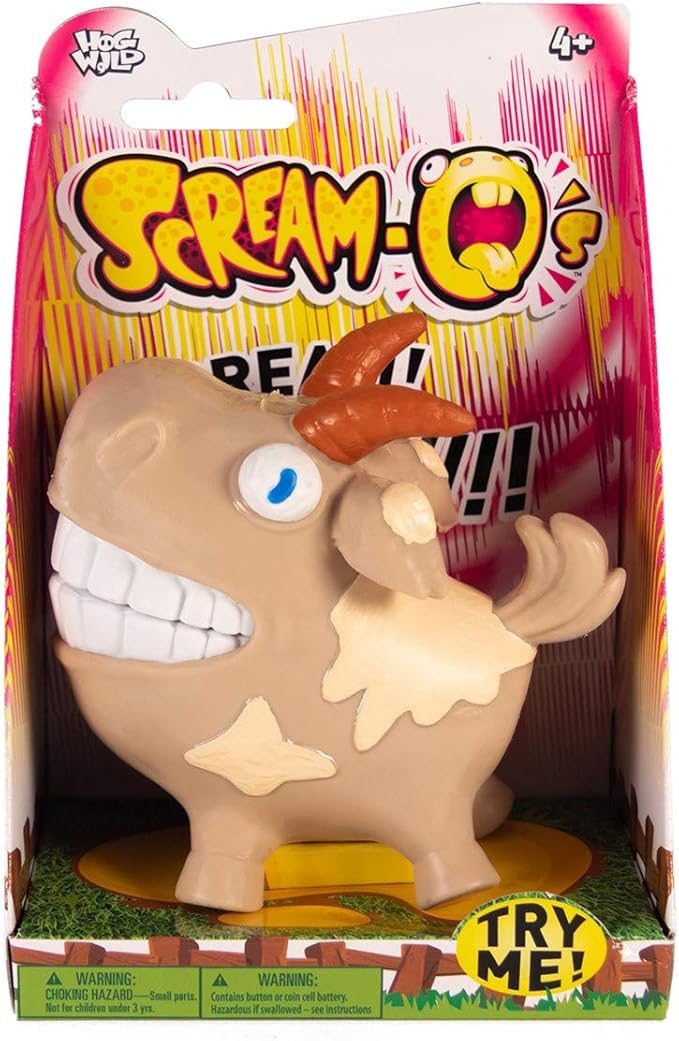 Hog Wild Scream-O Screaming Goat Toy - Squeeze The Goat's Cheeks and It Makes a Hilarious Screaming Sound - Funny Stocking Stuffer, Christmas, Prank, Novelty, Gag Gift for Kids, Adults, Coworkers