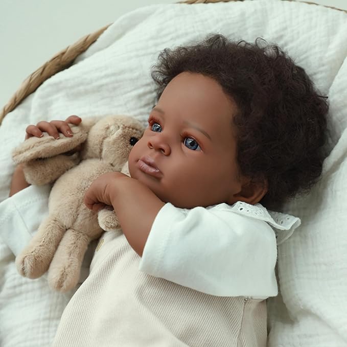 WOOROY Lifelike Reborn Baby Dolls Black – 20-Inch Realistic African American Newborn Baby Doll, Real Life Baby Dolls,Real Baby Doll with Full Vinyl Body with Accessories Gift for Kids Ages 3+