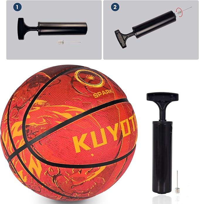 KUYOTQ Kids Youth Adult Size 3/4/5/6/7 (22/25.5/27.5/28.5/29.5") Basketball Premium Rubber or Faux Leather Basketball Indoor Outdoor Basketball for Boys Girls Womens Mens Basketball Gifts (Deflated)