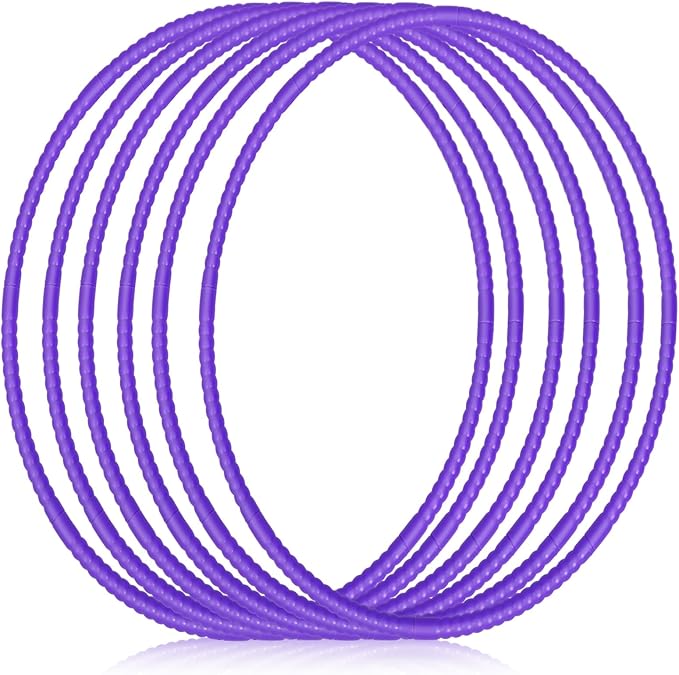 Poen 10 Pcs Exercise Hoop for Kids Detachable Adjustable Plastic Toy Colored Hoop Circles Playground Toys for Teens Games Gymnastics Dog Agility Equipment Party Decor, 28 Inch(Purple)