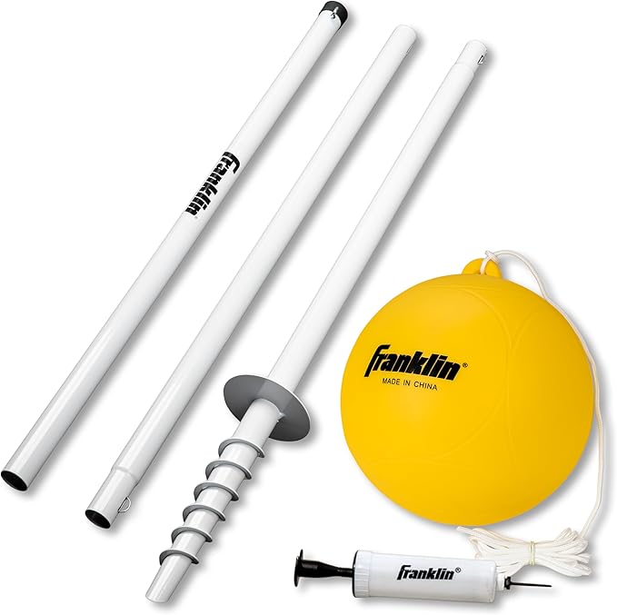Franklin Sports Tetherball - Tetherball Ball, Rope and Pole Set - Portable Steel Tetherball Set with Easy Assembly - Classic Outdoor Game