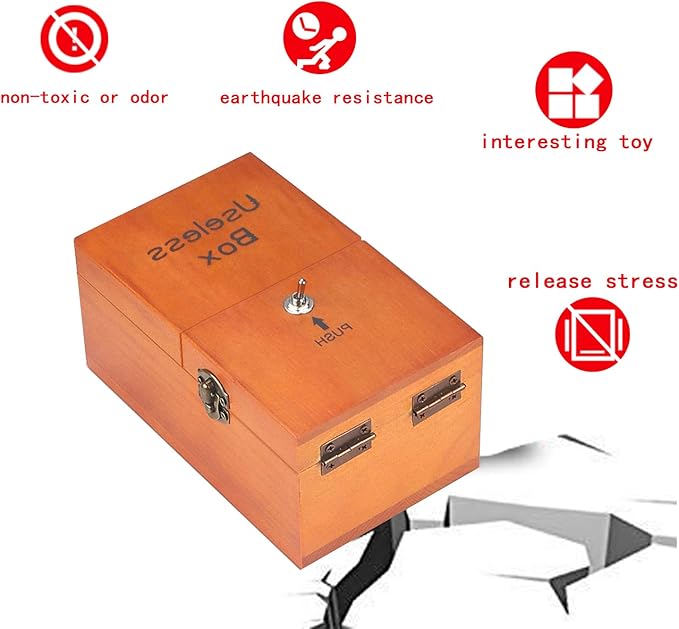 Useless Box with Surprises Wooden Useless Box Fully Assembled Toy for Adults and Children
