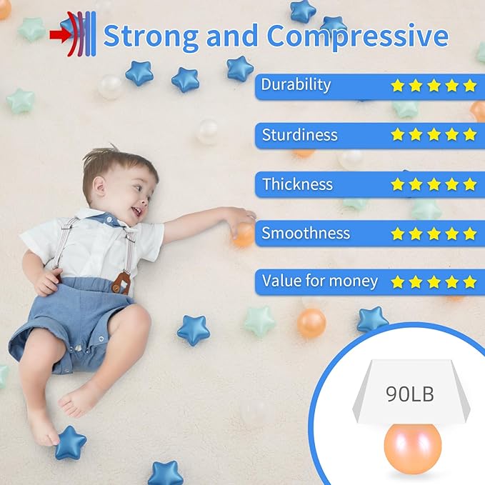 STARBOLO Ball Pit Balls - 100pcs Crush Proof Plastic Star Balls Children's Toy Balls Macaron Ocean Ball for Birthday Party Tent Games Pool