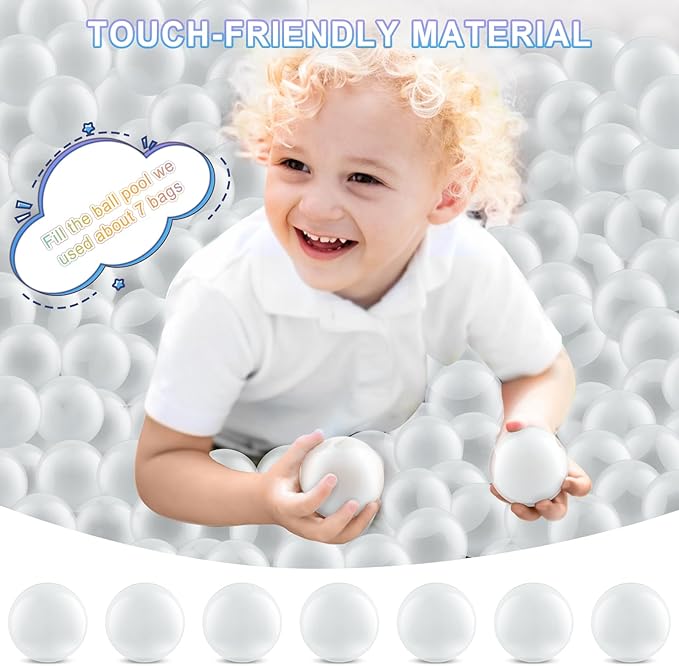 Clear Ball Pit Balls - Crush Proof Plastic Toy Balls for Boys and Girls