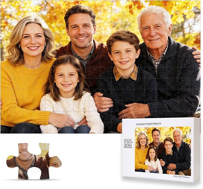 Custom Puzzle from Photo, Personalized Puzzle for Adults 120/200/300/500/1000 Pieces, Customized Jigsaw Puzzle Gift for Family, Wedding, Friend