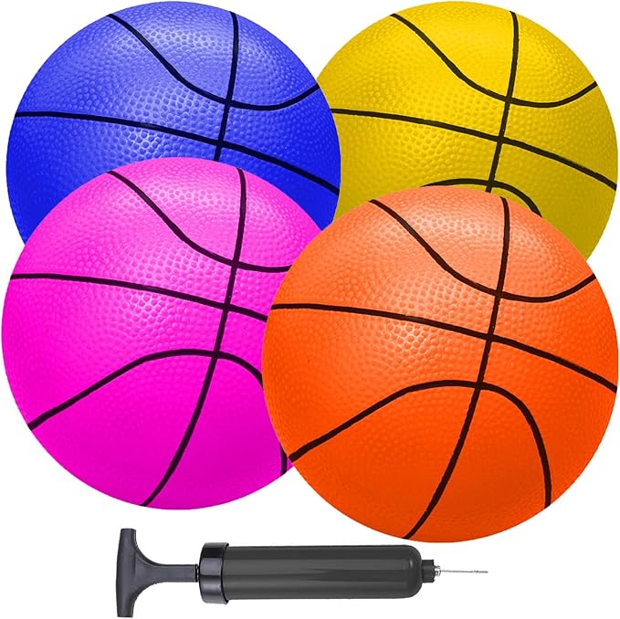 ABAJI Mini Basketballs 5" Toy Ball with Pump Needle Durable Material for Mini Hoop Toddlers Kids Teenagers for Pool Indoors Outdoors
