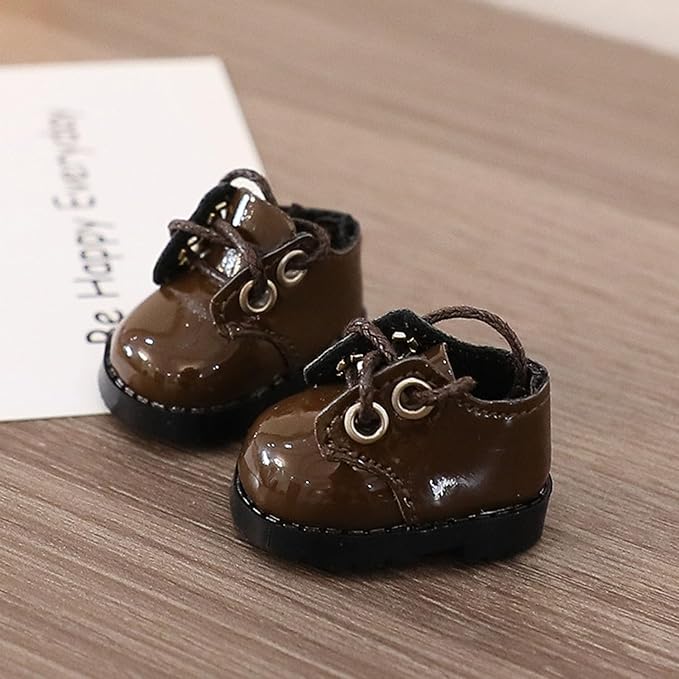 Premium Doll Shoes for Lububu, 15cm 17cm Dolls Accessories, Mini Leather Shoes Fashion Dress Up Doll Shoes Replacement (1, Oxford - Brown)