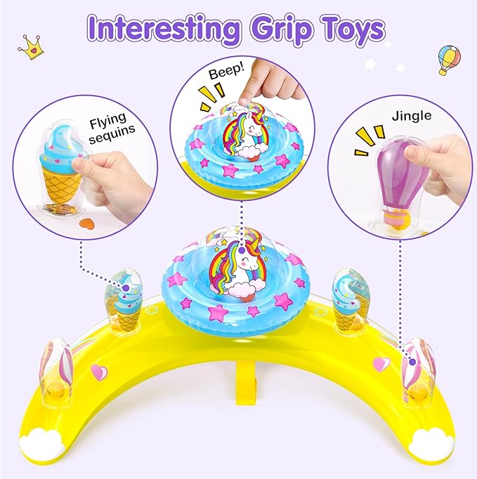EZIGO Baby Pool Float with Canopy UPF50+ Sun Protection, Inflatable Kids Pool Floats with Ocean Animal Toys for Baby 6-36 Months, Infant Swimming Float with Adjustable Safety Seat for Boys Girls
