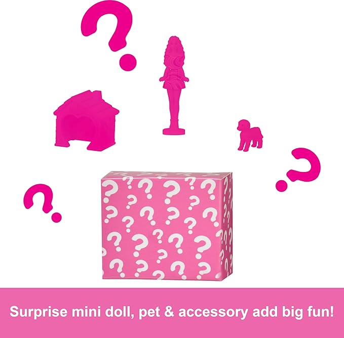 Barbie Mini BarbieLand Doll House Sets, Mini Dreamhouse with Surprise 1.5-inch Doll, Furniture & Accessories, Plus Elevator & Pool