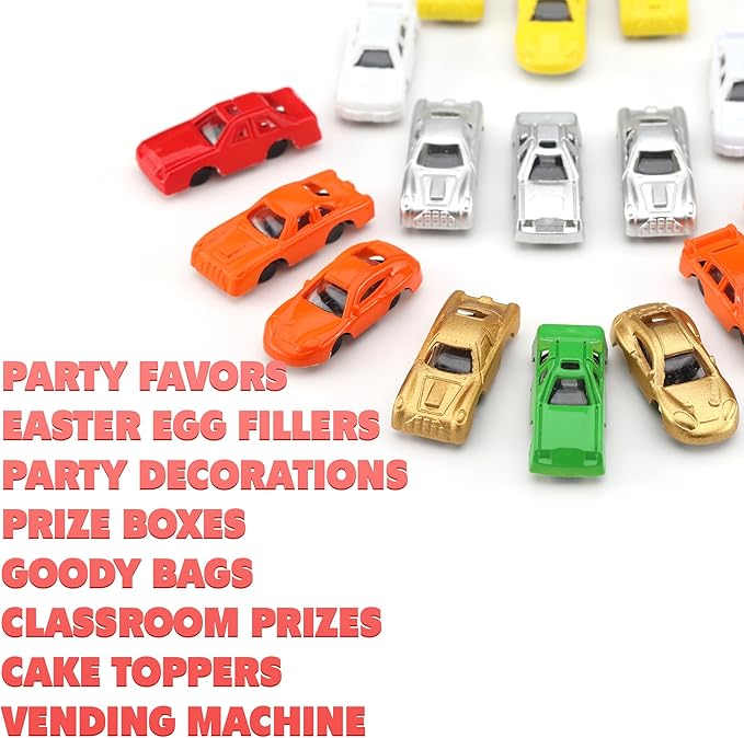 Entervending Racing Car Toys in Capsules - 250 Pcs - 1.1 Inch Plastic Capsules with Mini Racing Cars Toys for Kids inside - Bulk Easter Basket Stuffers Classroom Prizes